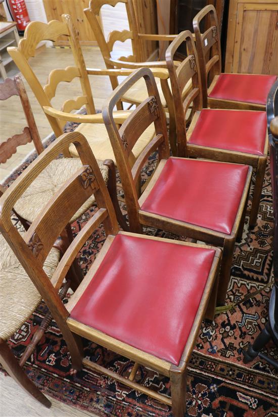 Four oak Arts and Crafts chairs